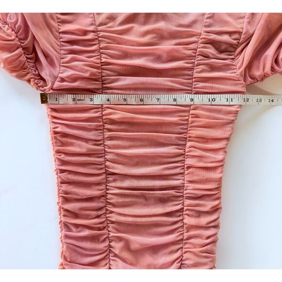 Rococo Sand Mabel Tie Dyed Ruched Long Sleeve Midi Dress in Pink & Orange Sz XS - Picture 14 of 15